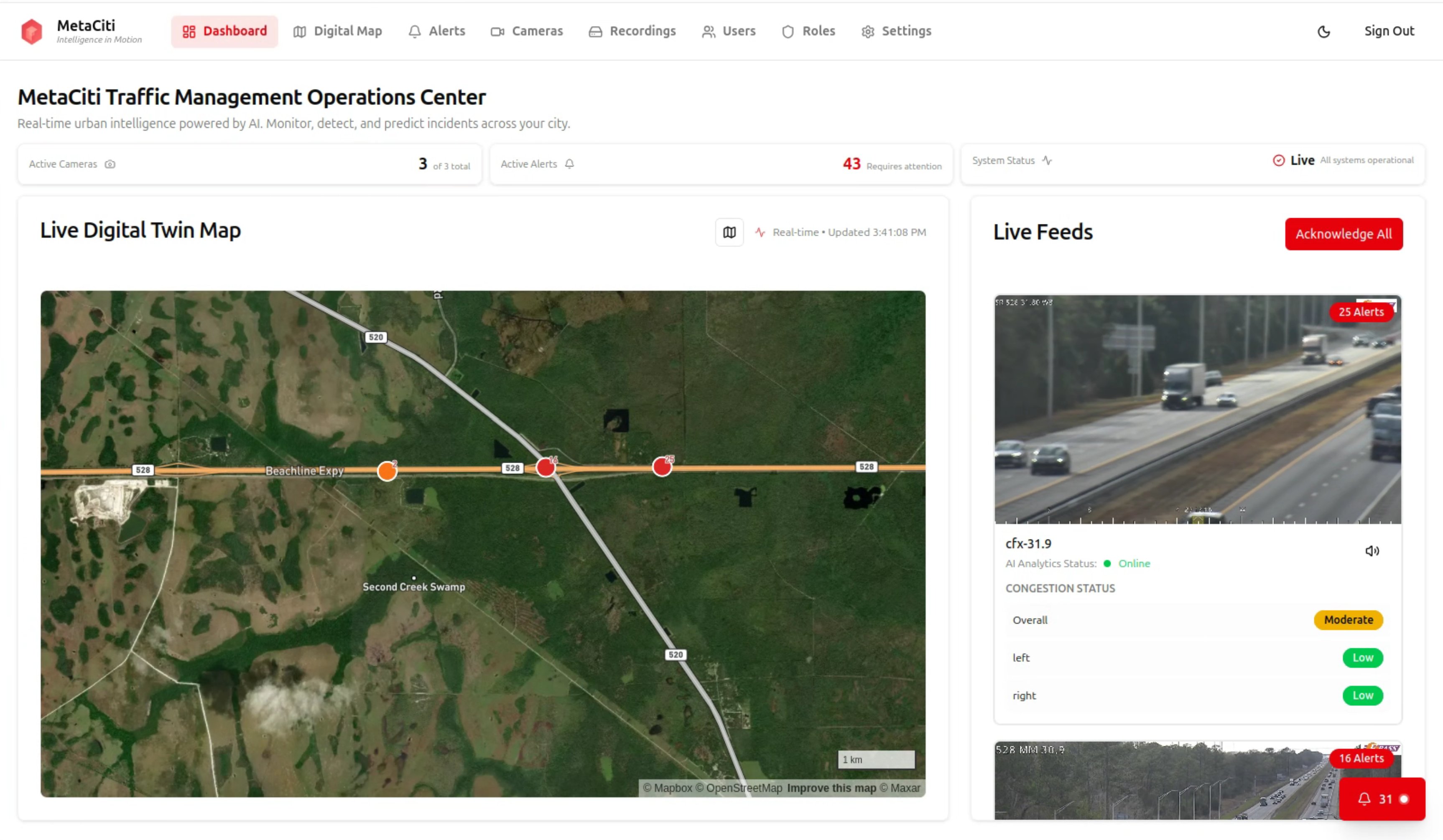 MetaCiti operations center dashboard